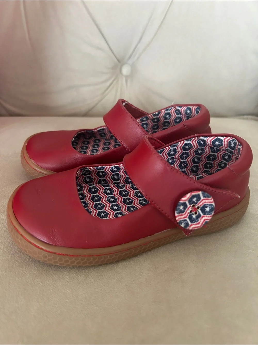 Toddler girl size 9 Mary Jane 4th of July flag patriotic dress shoe Velcro strap